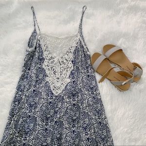 Blue and White Patterned Romper